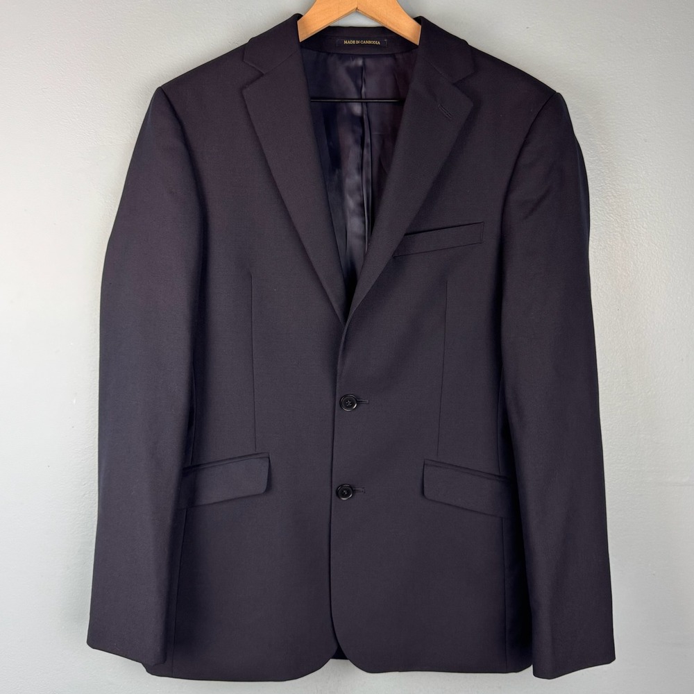 Charles Tyrwhitt Mens 38 Reg Navy Blue Extra Slim Fit Wool Blazer Sport Coat - Picture 2 of 11